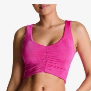 Naked Wardrobe (Nordstrom) Pink Ruched Crop Tank Top